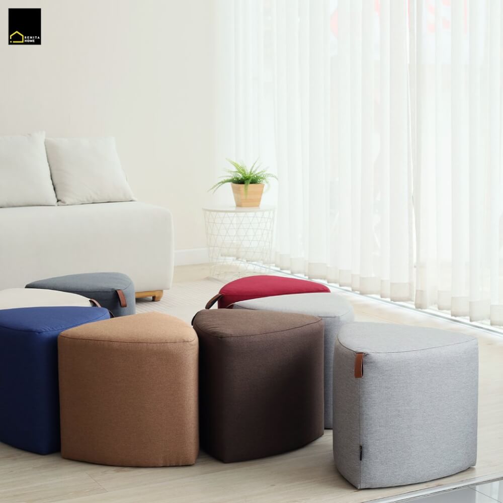 สตูลทรงสามเหลี่ยม RENITA HOME PEBBLE STOOL สีแดง 40x40ซม._2